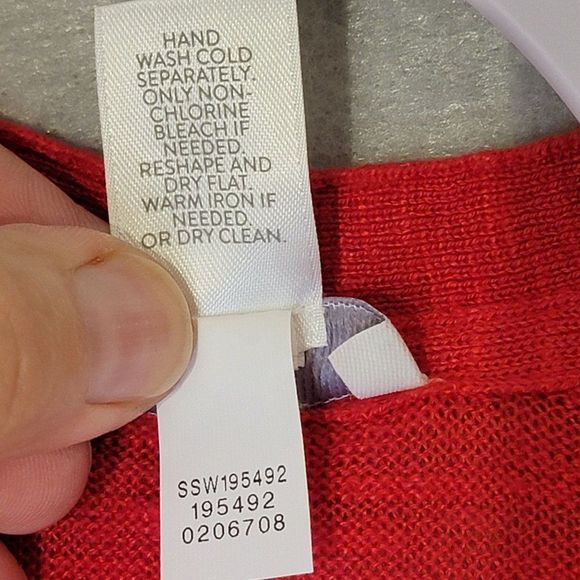 J Jill Linen Blend Tunic Top Womens S Petite Red Short Sleeve Vneck Button Front - Picture 9 of 10